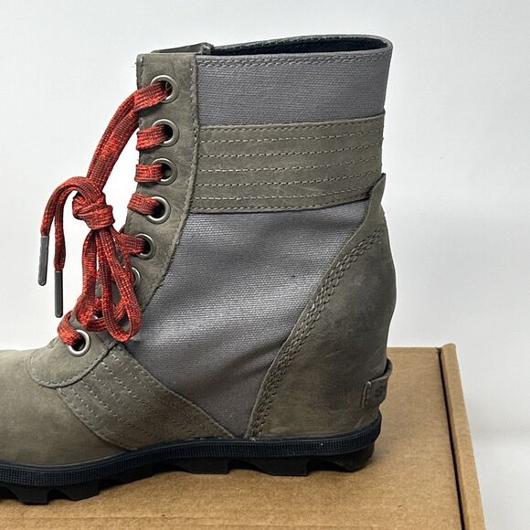 SOREL Lexie Wedge Ankle Boot Quarry Waterproof Leather Canvas Size 7.5/EU 38.5 - Picture 8 of 16
